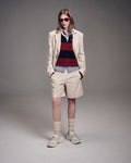 MARDI MERCREDI -  OXFORD BERMUDA SHORTS STRIPE_BEIGE