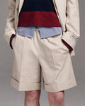 MARDI MERCREDI -  OXFORD BERMUDA SHORTS STRIPE_BEIGE