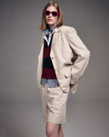 MARDI MERCREDI -  OXFORD BERMUDA SHORTS STRIPE_BEIGE