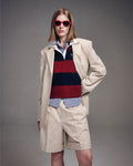 MARDI MERCREDI -  OXFORD BERMUDA SHORTS STRIPE_BEIGE