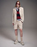 MARDI MERCREDI -  OXFORD BERMUDA SHORTS STRIPE_BEIGE