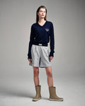 MARDI MERCREDI -  OXFORD BERMUDA SHORTS STRIPE_GREY