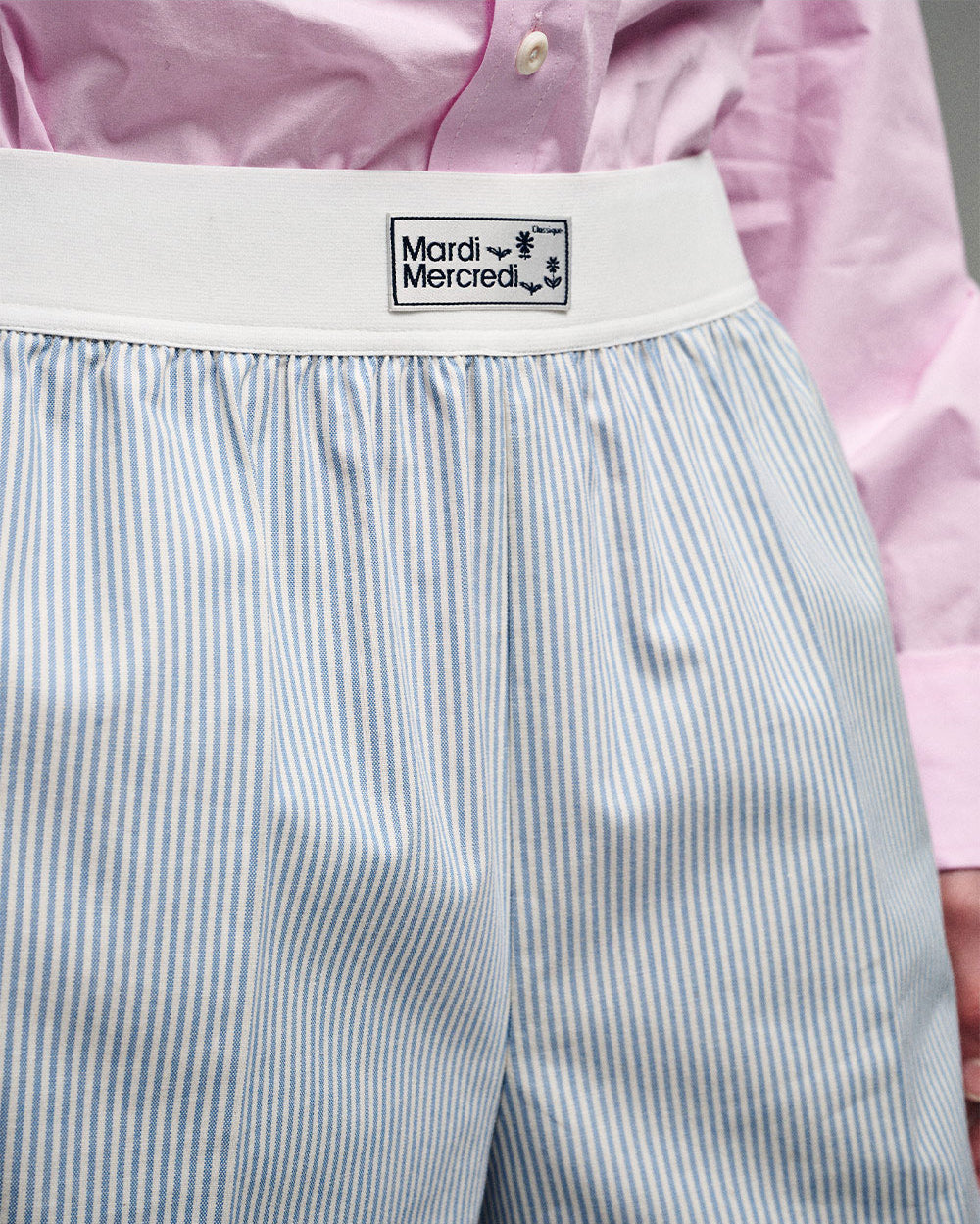 MARDI MERCREDI -  OXFORD BERMUDA SHORTS STRIPE_SKY