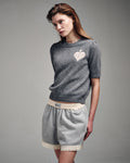 MARDI MERCREDI -  RACCOON BLENDED TOP SHORT SLEEVE SATIN SPADE_GREY