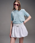 MARDI MERCREDI -  RACCOON BLENDED TOP SHORT SLEEVE SATIN SPADE_MINT