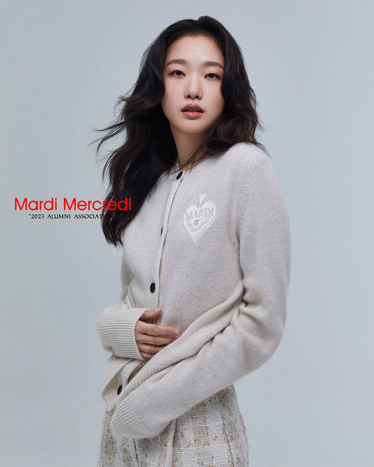 MARDI MERCREDI -  RACCOON BLENDED CARDIGAN ROUND NECK SPADE_IVORY