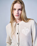 MARDI MERCREDI -  RACCOON BLENDED CARDIGAN ROUND NECK SPADE_IVORY