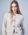 MARDI MERCREDI -  RACCOON BLENDED CARDIGAN ROUND NECK SPADE_IVORY