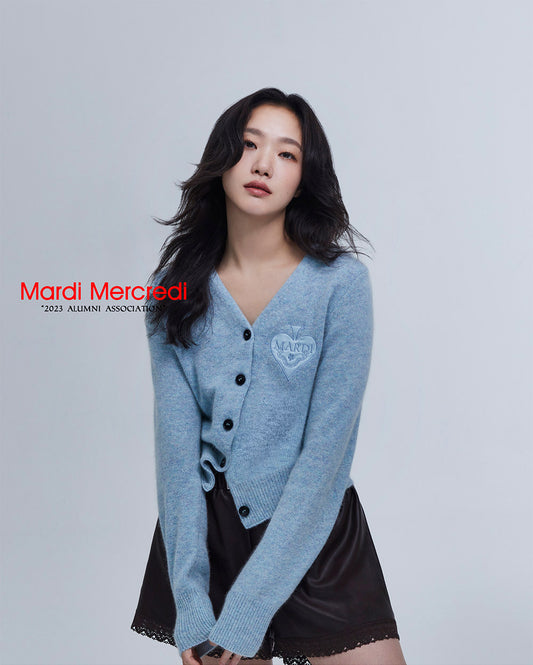 MARDI MERCREDI -  RACCOON BLENDED CARDIGAN V NECK SPADE_MINT