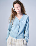 MARDI MERCREDI -  RACCOON BLENDED CARDIGAN V NECK SPADE_MINT