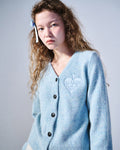 MARDI MERCREDI -  RACCOON BLENDED CARDIGAN V NECK SPADE_MINT