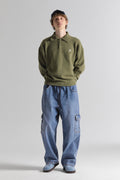 REST & RECREATION -  RR OVERSIZE POLO KNIT TOP - GREEN