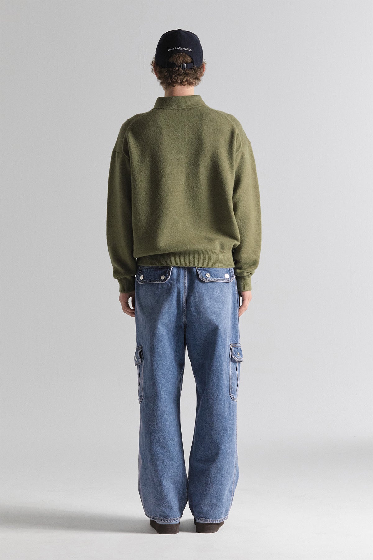 REST & RECREATION -  RR OVERSIZE POLO KNIT TOP - GREEN