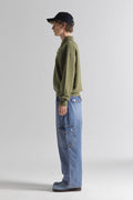 REST & RECREATION -  RR OVERSIZE POLO KNIT TOP - GREEN