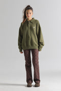 REST & RECREATION -  RR OVERSIZE POLO KNIT TOP - GREEN