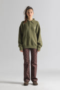 REST & RECREATION -  RR OVERSIZE POLO KNIT TOP - GREEN