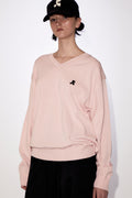 REST & RECREATION -  RR LOGO OVERSIZE V NECK TOP - PINK