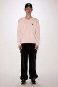 REST & RECREATION -  RR LOGO OVERSIZE V NECK TOP - PINK