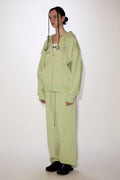 REST & RECREATION -  RR LOGO STITCH ZIP-UP HOODIE - YELLOWISH GREEN