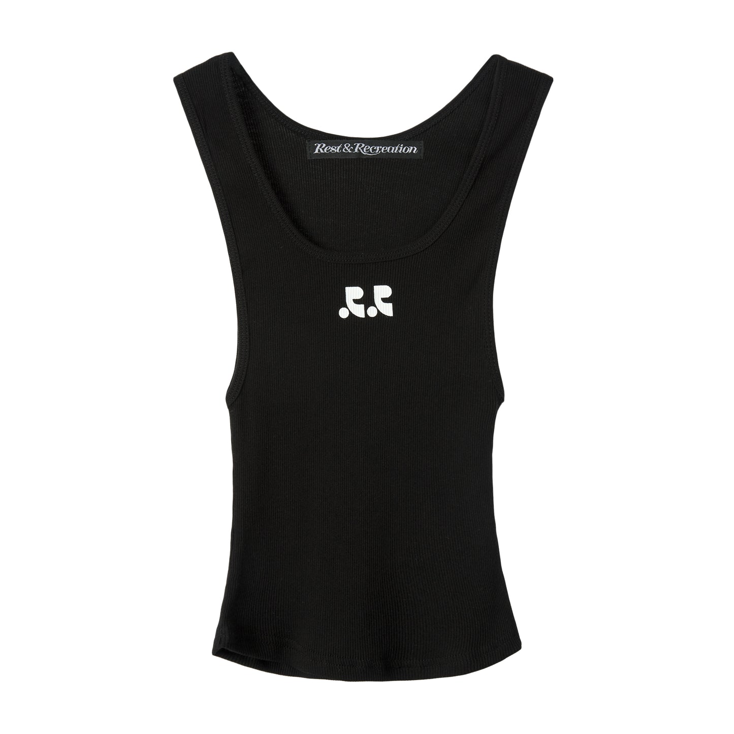 REST & RECREATION -  RR LOGO SHORT TANK TOP - BLACK