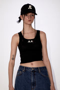 REST & RECREATION -  RR LOGO SHORT TANK TOP - BLACK