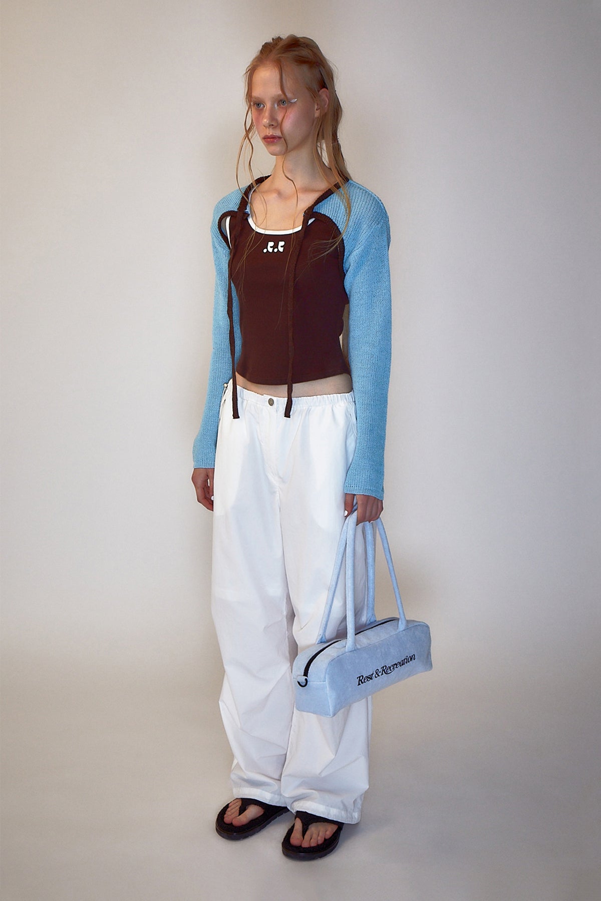 REST & RECREATION -  RR LOGO TERRY SHOULDER BAG - SKYBLUE