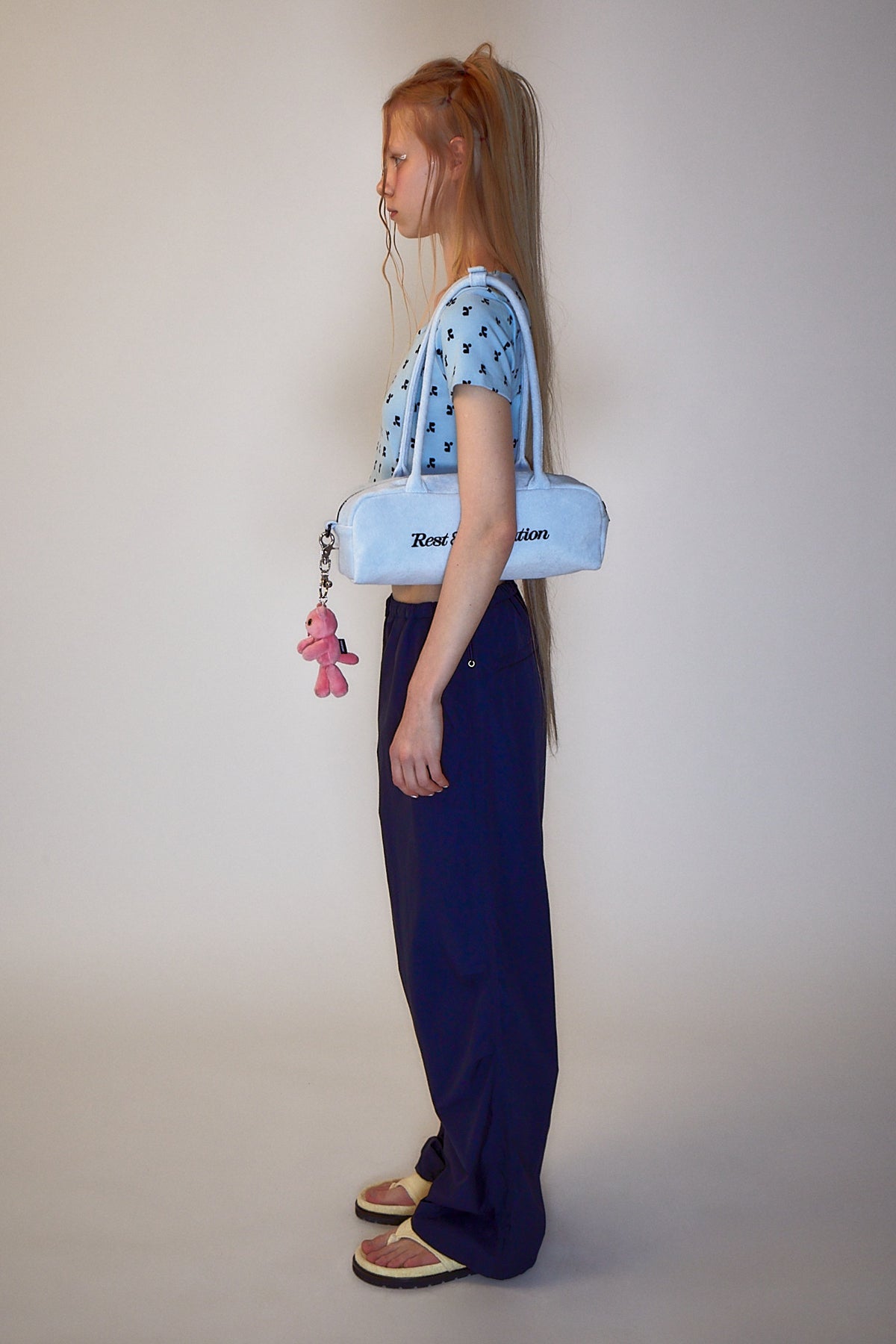 REST & RECREATION -  RR LOGO TERRY SHOULDER BAG - SKYBLUE