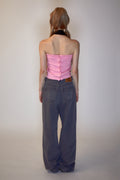 REST & RECREATION -  RR LOGO KNIT TUBE TOP - PINK