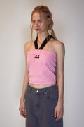 REST & RECREATION -  RR LOGO KNIT TUBE TOP - PINK