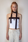 REST & RECREATION -  RR LOGO KNIT TUBE TOP - WHITE