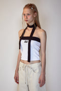 REST & RECREATION -  RR LOGO KNIT TUBE TOP - WHITE