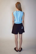 REST & RECREATION -  RR LOGO SLEEVELESS KNIT TOP - SKYBLUE