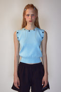 REST & RECREATION -  RR LOGO SLEEVELESS KNIT TOP - SKYBLUE