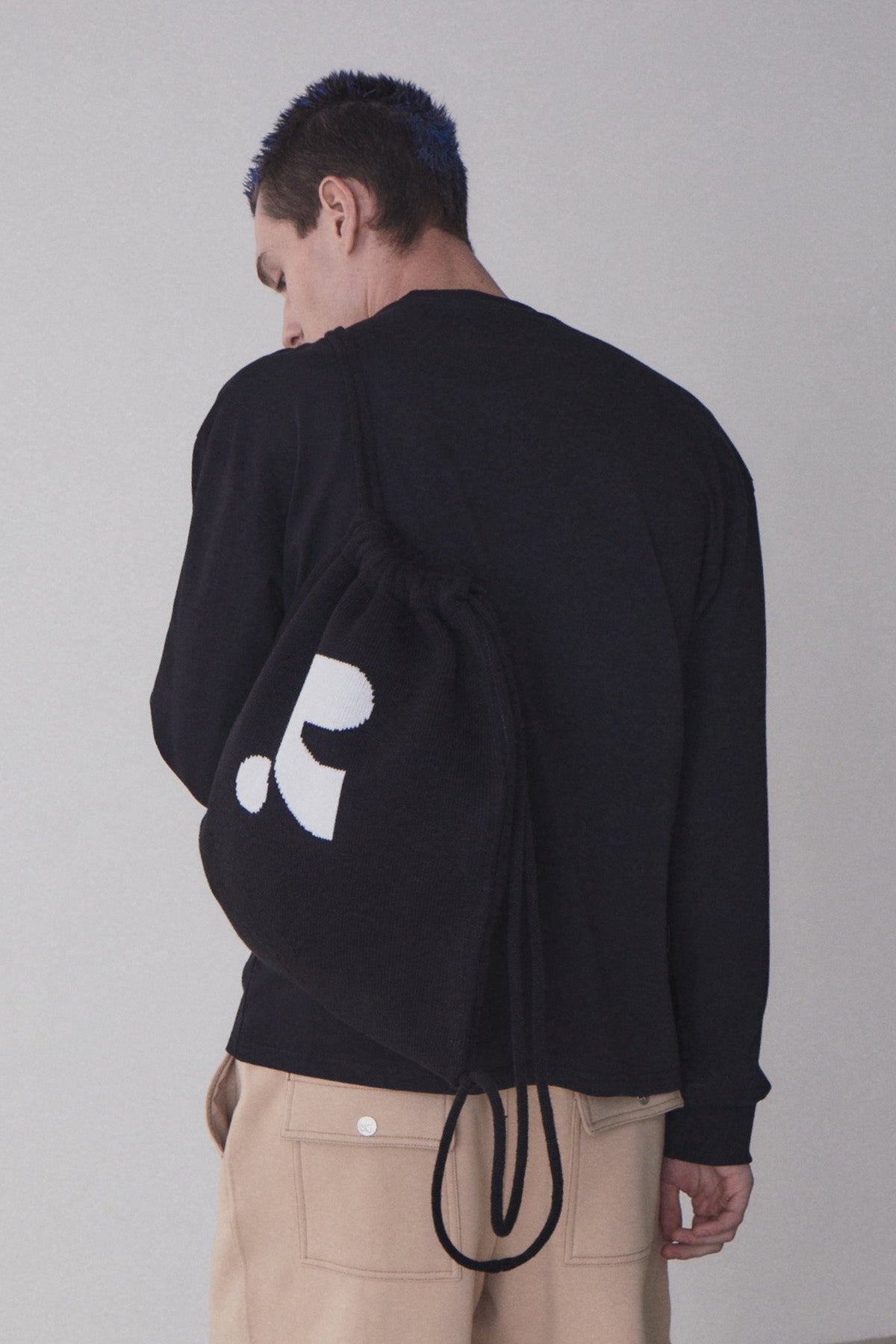 REST & RECREATION -  RR JACQUARD STRING BACKPACK - BLACK