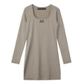 REST & RECREATION -  RR SQUARE NECK MINI DRESS - BEIGE