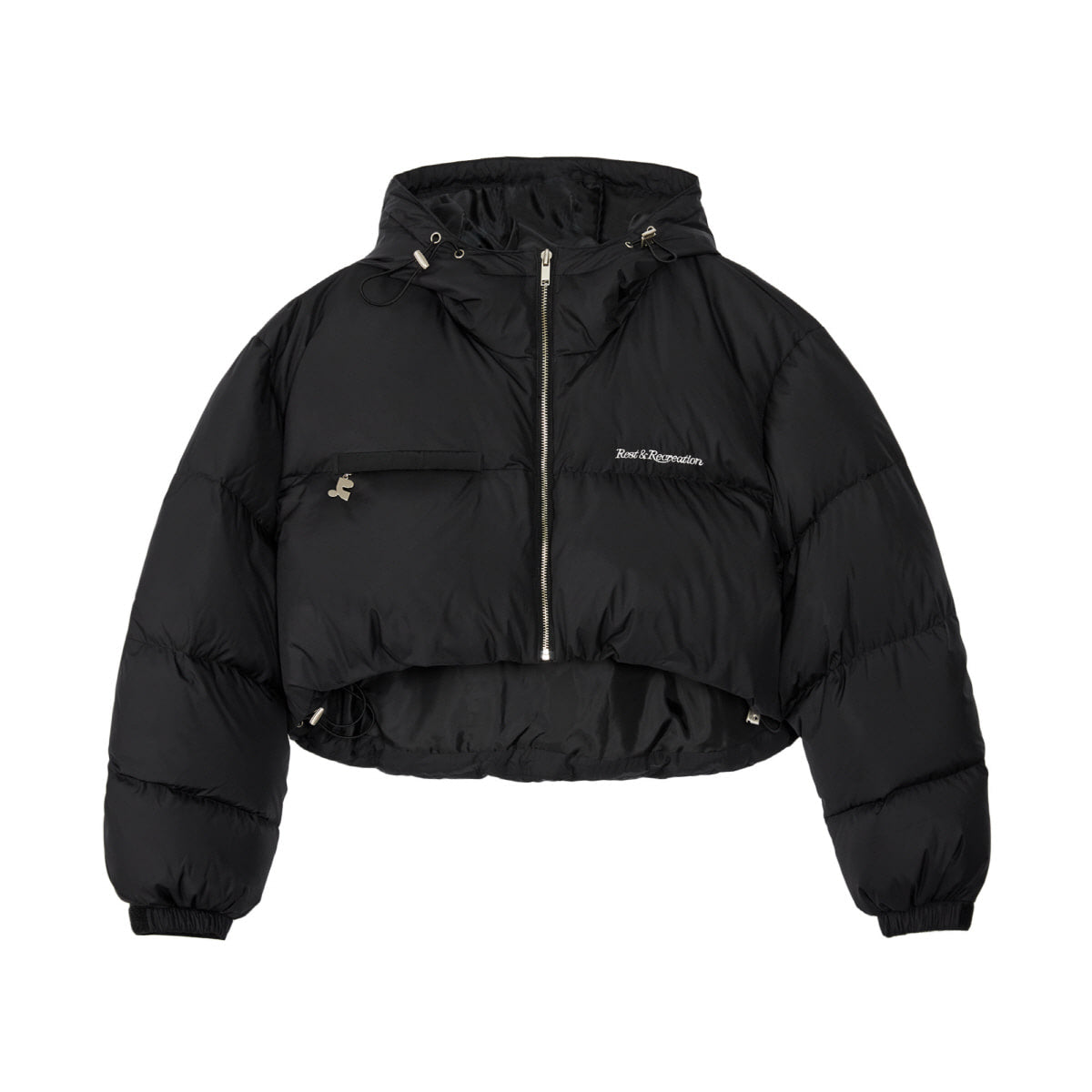 REST & RECREATION -  RR HOOD SHORT DOWN JACKET - BLACK