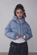 REST & RECREATION -  RR HOOD SHORT DOWN JACKET - BLUE