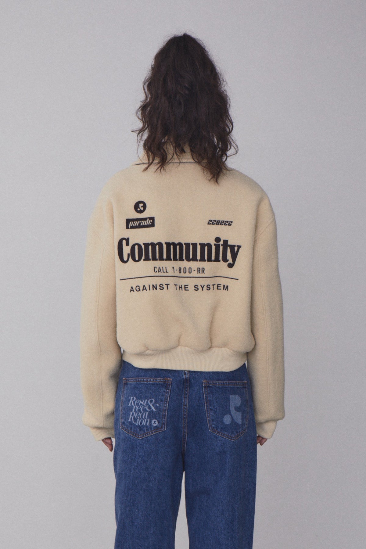 REST & RECREATION -  RR COMMUNITY BOMBER JACKET - IVORY