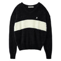 REST & RECREATION -  RR V-NECK HAIRY KNIT TOP - BLACK