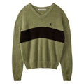 REST & RECREATION -  RR V-NECK HAIRY KNIT TOP - KHAKI