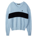 REST & RECREATION -  RR V-NECK HAIRY KNIT TOP - SKYBLUE