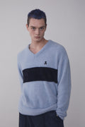 REST & RECREATION -  RR V-NECK HAIRY KNIT TOP - SKYBLUE