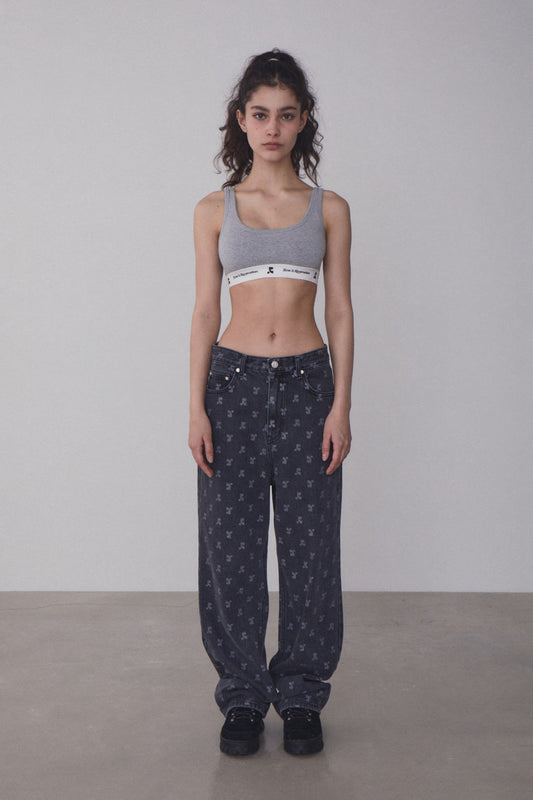 REST & RECREATION -  RR PRINTED DENIM PANTS - BLACK