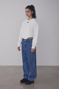 REST & RECREATION -  RR PRINTED DENIM PANTS - BLUE