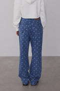 REST & RECREATION -  RR PRINTED DENIM PANTS - BLUE