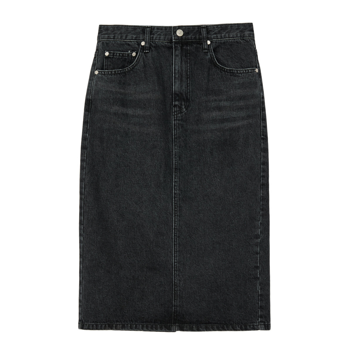 REST & RECREATION -  RR DENIM MIDI SKIRT - BLACK