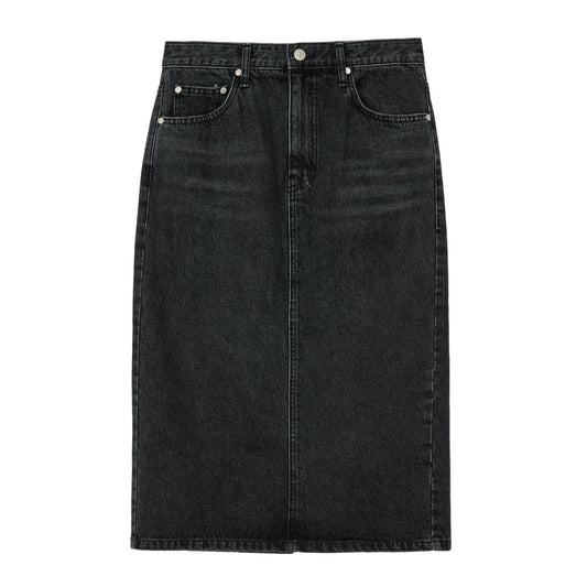 REST & RECREATION -  RR DENIM MIDI SKIRT - BLACK