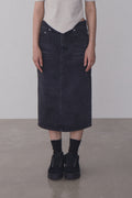 REST & RECREATION -  RR DENIM MIDI SKIRT - BLACK