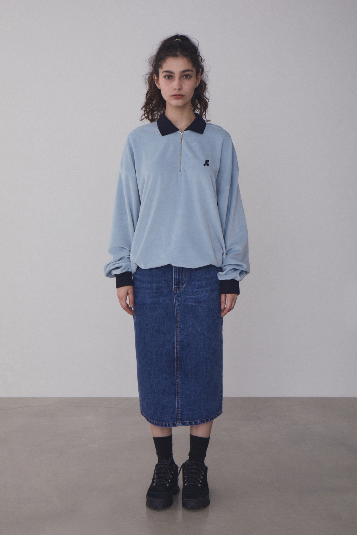 REST & RECREATION -  RR DENIM MIDI SKIRT - BLUE