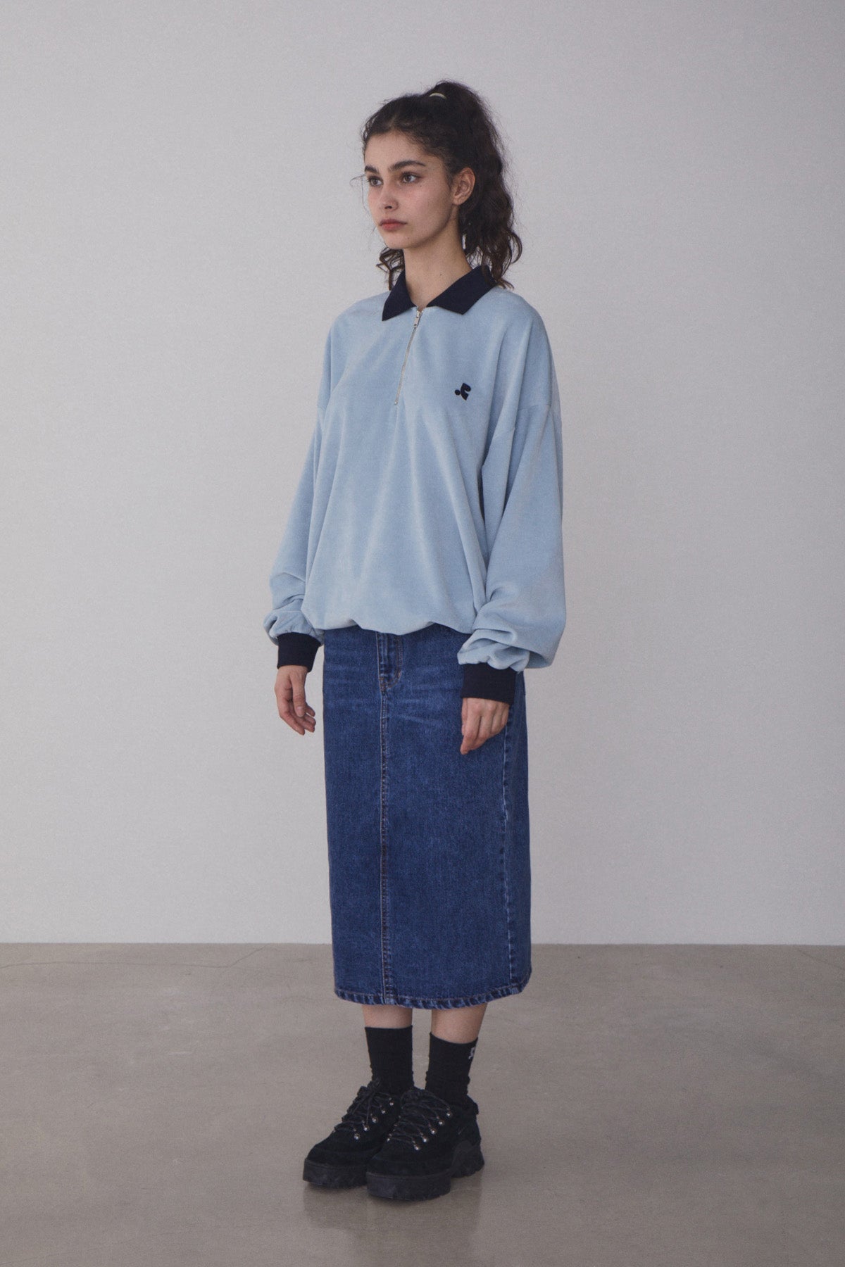 REST & RECREATION -  RR DENIM MIDI SKIRT - BLUE